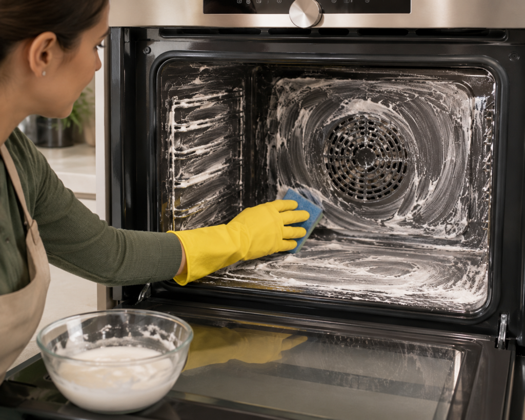 Aplicar bicarbonato para limpiar un horno