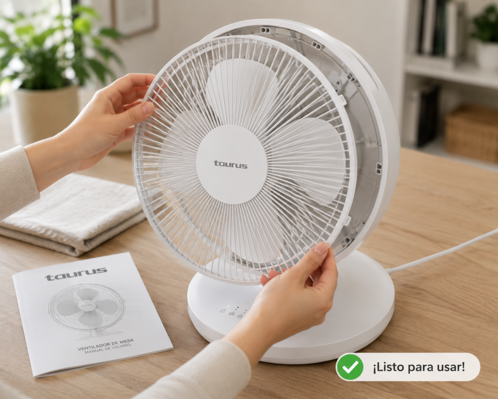 Ventilador limpio y seco, pendiente de montar y probar