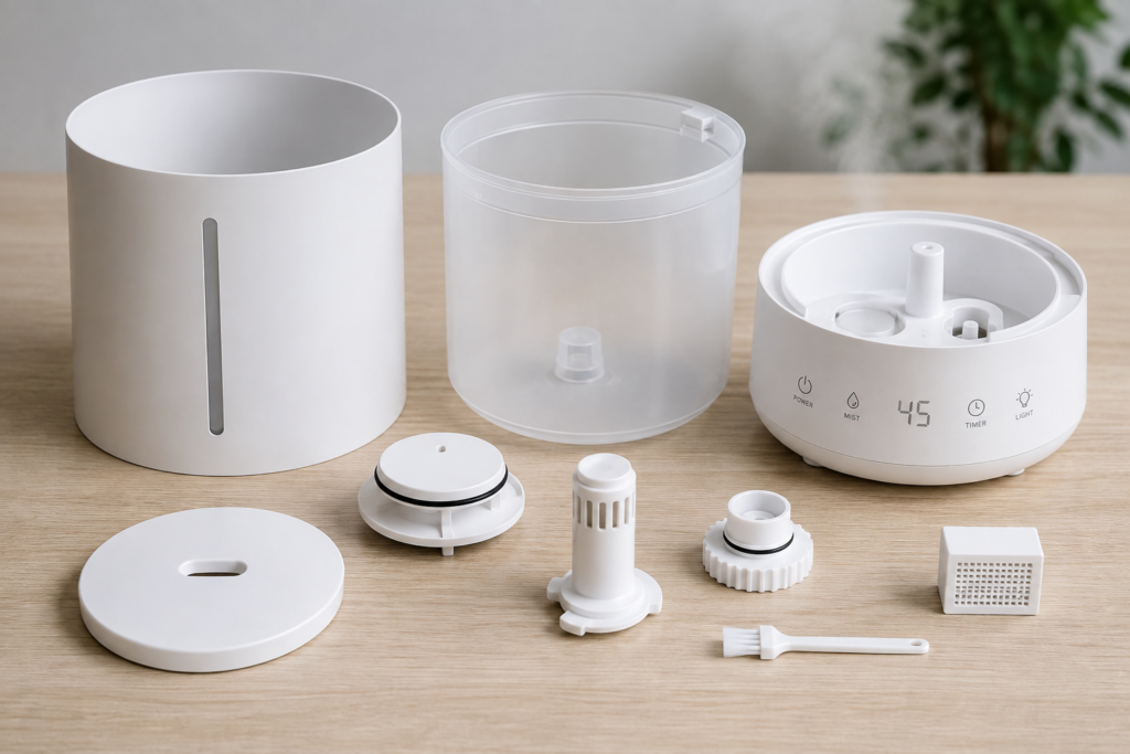 Limpieza de las piezas desmontables del humidificador