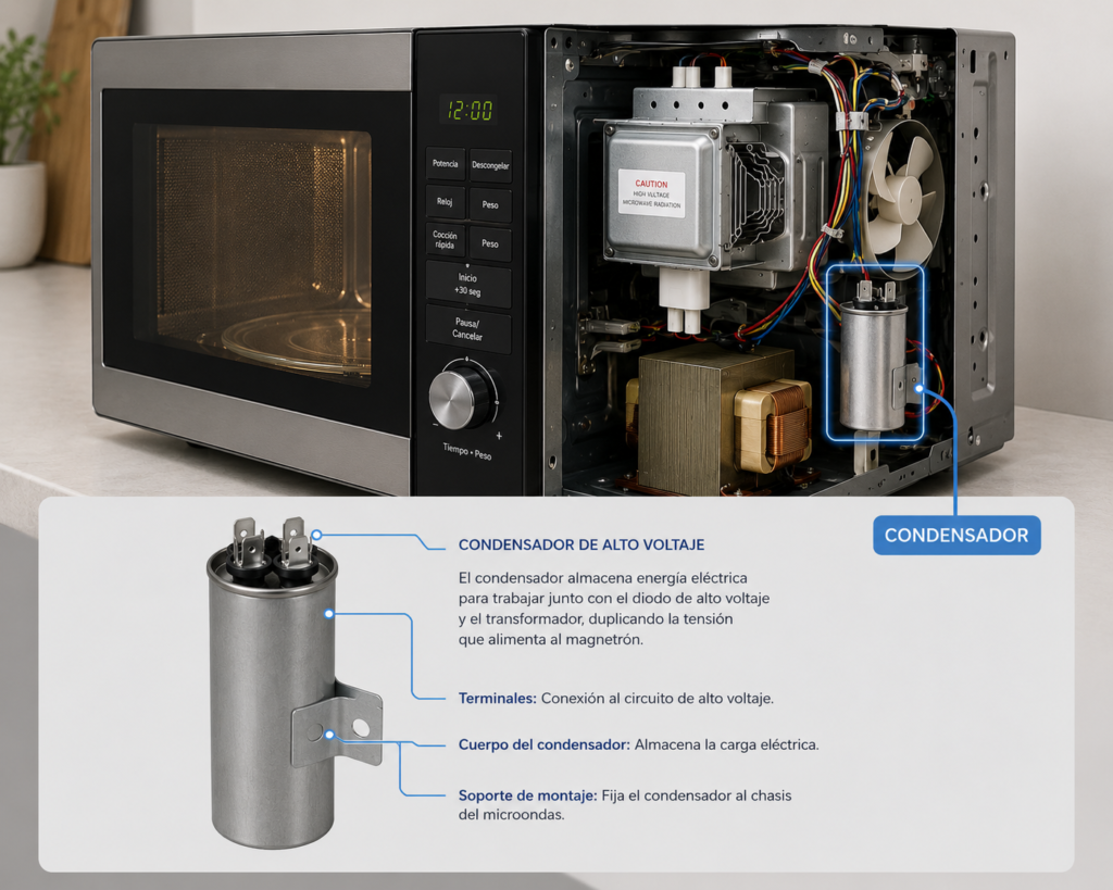 condensador de un microondas